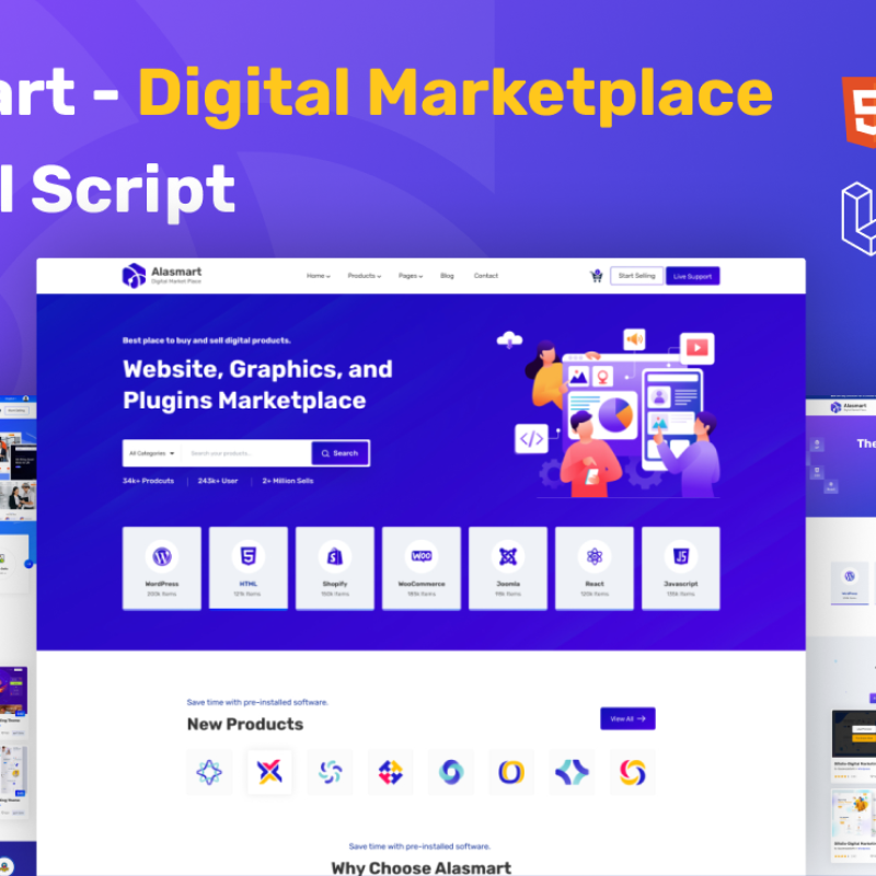 Almart – Digital Product Download Marketplace Laravel Script